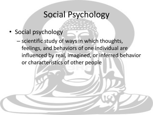 Psych 1010 Chapter 13 Social Psych - PUNK ROCK PSYCHOLOGY