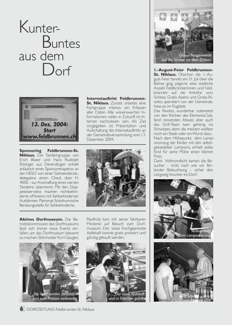 Dorfzeitung Herbst 2004 - Feldbrunnen
