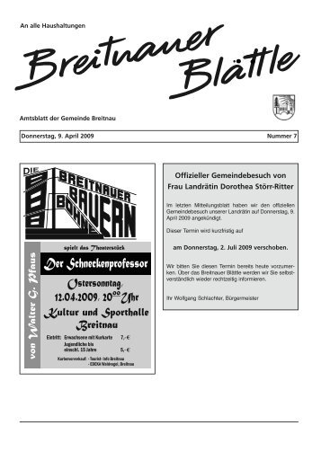 Apotheken-Notdienstplan · Internet: www.apotheke.de - Breitnau