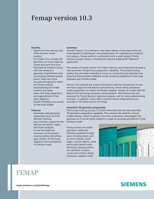 Femap Version 10 3 Fact Sheet