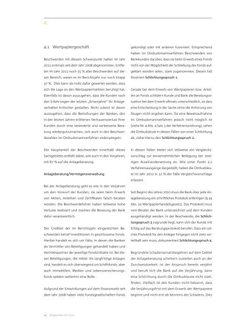 Ombudsmann-Tätigkeitsbericht 2012