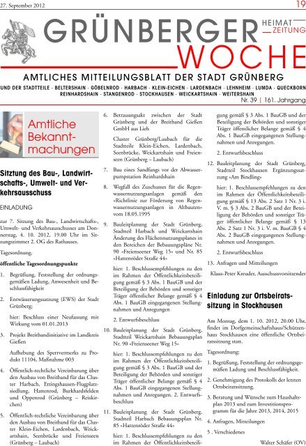 Grünberger Woche vom 27. September 2012 - Grußwort ...