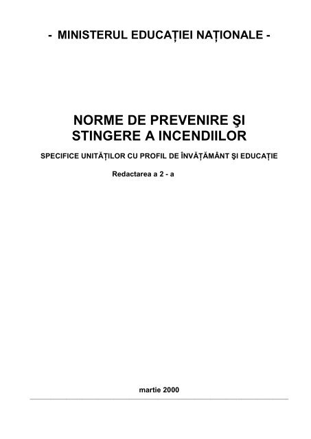 norme de prevenire ÅŸi stingere a incendiilor - Inspectoratul pentru ...