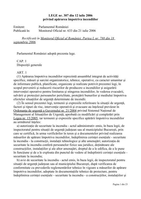 LEGE nr. 307 din 12 iulie 2006 privind apÄrarea Ã®mpotriva ...
