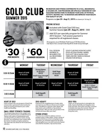 Dovercourt Summer 2015 Gold Club Programs