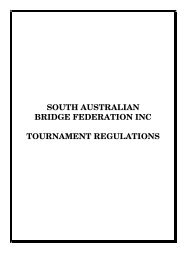 SABF Tournament Manual - South Australia Bridge Federation