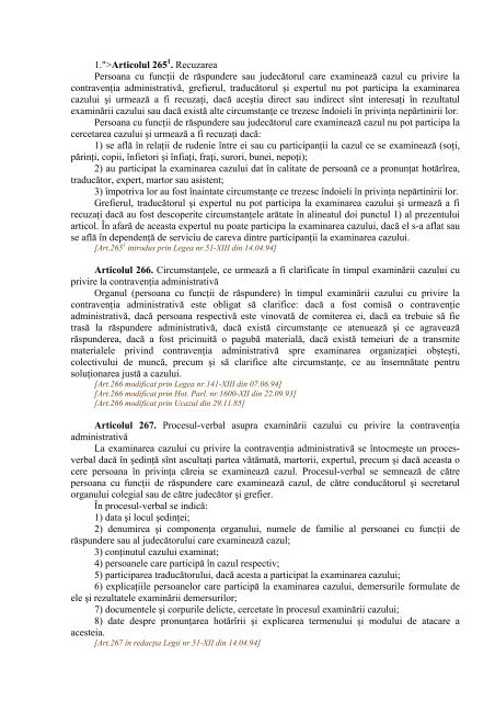 LEGE Codul cu privire la contravenţiile administrative din 29.03.1985