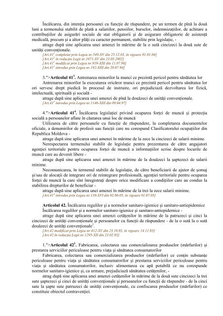 LEGE Codul cu privire la contravenţiile administrative din 29.03.1985