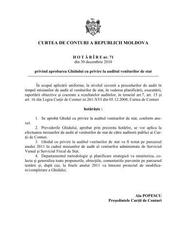 Ghidul cu privire la auditul veniturilor de stat - Curtea de Conturi a ...