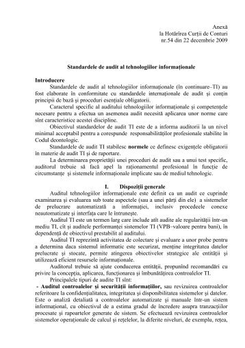Standardele de audit al tehnologiilor informaţionale