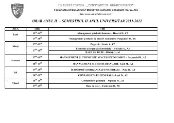 orar anul ii â semestrul ii anul universitar 2011-2012 - Universitatea ...