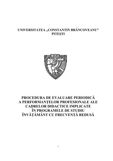 Procedura de evaluare a cadrelor didactice - Universitatea ...