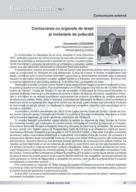 Buletin informativ - Curtea de Conturi a Republicii Moldova