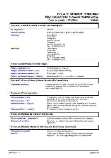 3800 STANDARD PLATE COUNT AGAR (APHA) (Spanish (ES - Oxoid