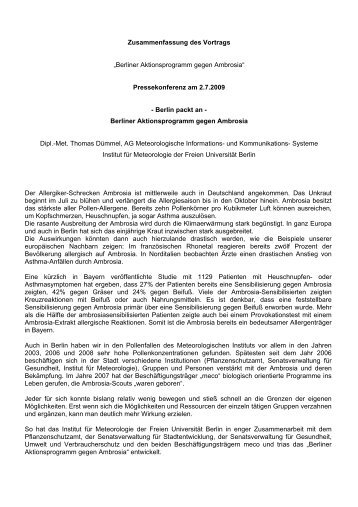 Zusammenfassung des Vortrags âBerliner Aktionsprogramm gegen ...