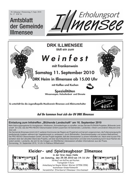 Amtsblatt Nr. 17 / KW 36 vom 09.09.2010 - Illmensee