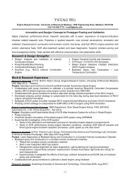 Resume - Engine Research Center - University of WisconsinâMadison