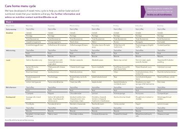 Care home menu cycle - Brakes