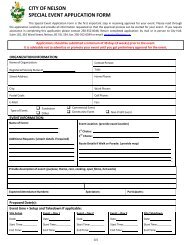 CITY OF NELSON SPECIAL EVENT APPLICATION FORM