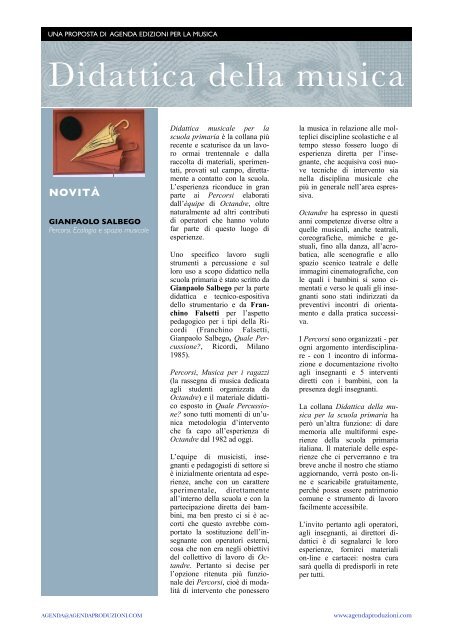 didattica musicale per la scuola primaria - agendaproduzioni.com