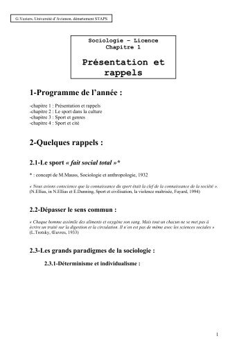 Document d'accompagnement au cours de sociologie (G.Véziers)