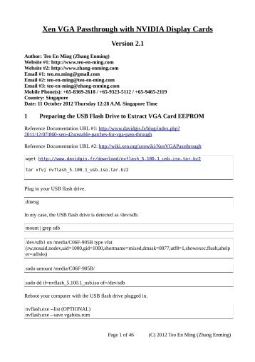 Xen VGA Passthrough with NVIDIA Display Cards Version 2.1