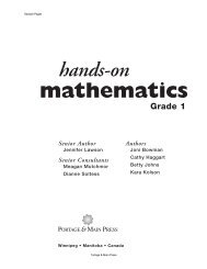 Hands-On Mathematics â¢ Grade 1 - Portage & Main Press