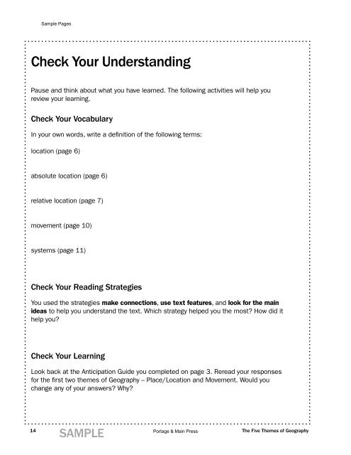 The Five Themes of Geography (Unit 1) - Portage & Main Press