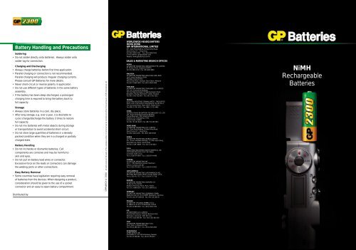 Ni-MH Batteries product range data sheet ... - Steatite Batteries