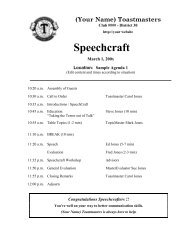 here is a sample agenda - District 52 Toastmasters