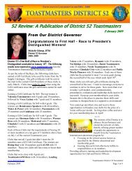 Toastmasters District 52 Newsletter - District 52 Toastmasters