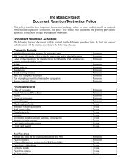 The Mosaic Project Document Retention/Destruction Policy
