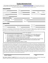 Teacher Information Form - The Mosaic Project