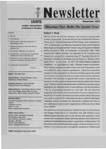 Theme Dalit issue: Bharatiya Stree Mukti Din - IAWS