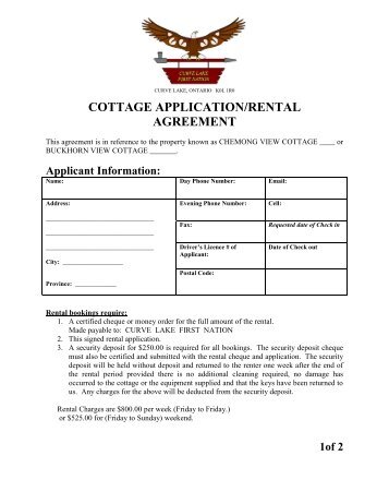 Cottage Rental Application - Curve Lake First Nation