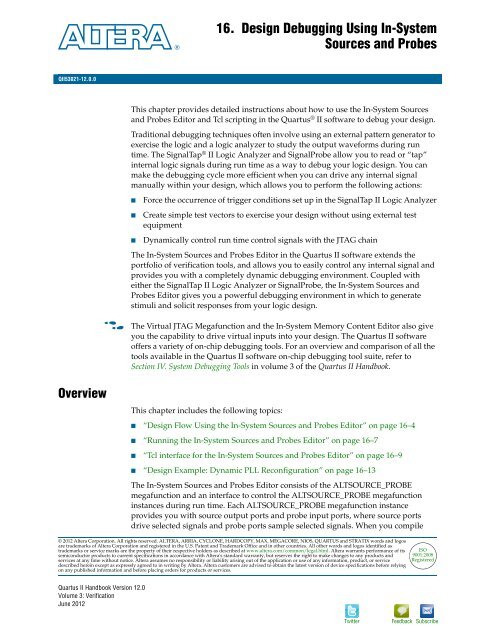 Design Debugging Using In-System Sources and Probes ... - Altera