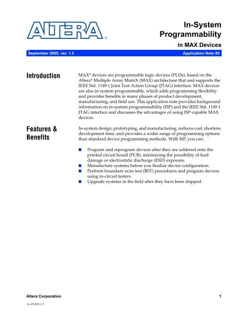 In-System Programmability - Altera