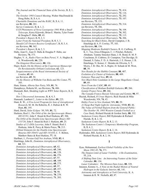 General Index - Royal Astronomical Society of Canada