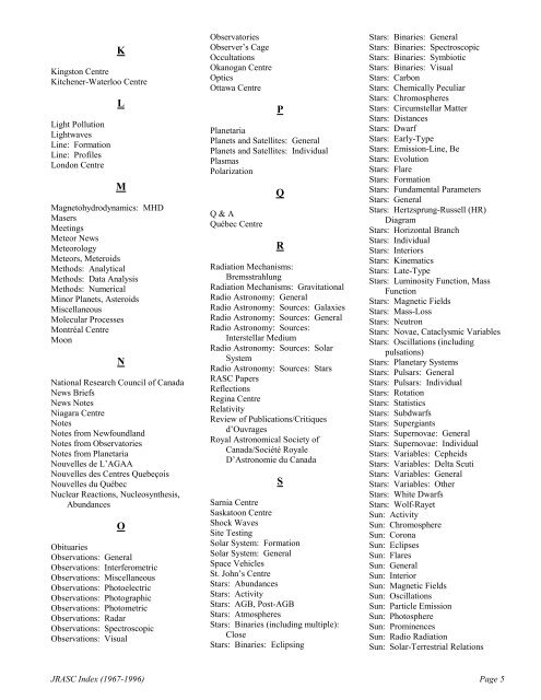 General Index - Royal Astronomical Society of Canada