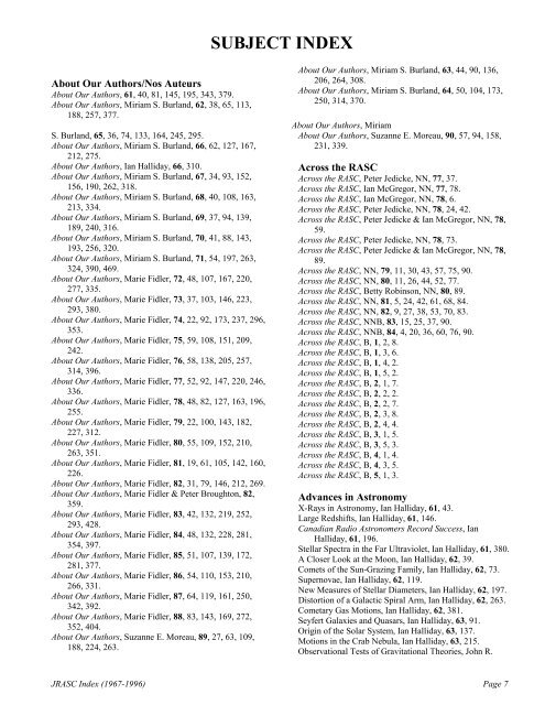 General Index - Royal Astronomical Society of Canada