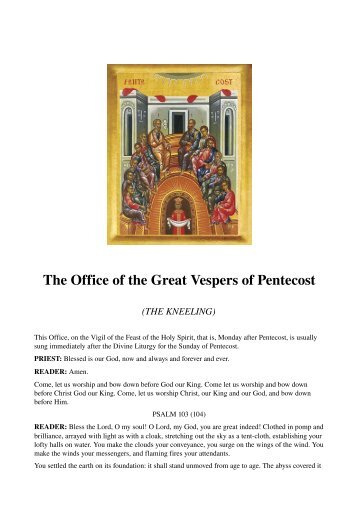 The Office of the Great Vespers of Pentecost
