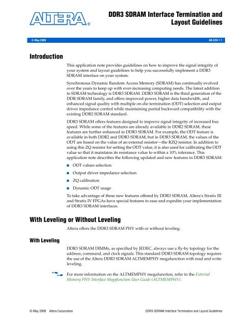 DDR3 SDRAM Memory Interface Termination and Layout Guidelines