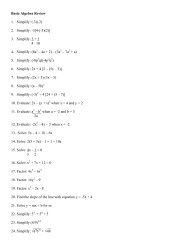 Algebra 2 Honors Semester 1 Review Sheet