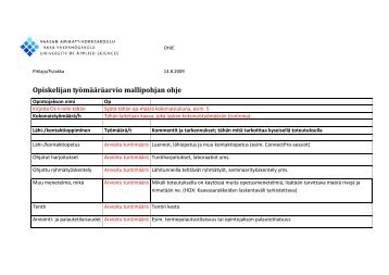 Liite 5 Opiskelijan työmääräarvio mallipohjan ohje