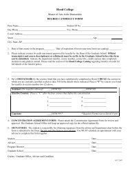 Humanities and Concentration Agreement Form (M.A.) - Hood College