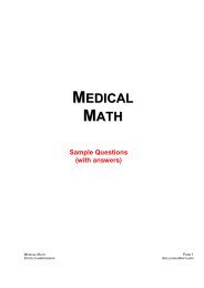 Medical Math sample questions - SkillsUSA Maryland