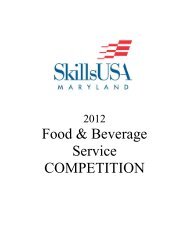 Food & Beverage Service COMPETITION - SkillsUSA Maryland