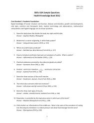 Skills USA Sample Questions Health Knowledge Bowl 2012