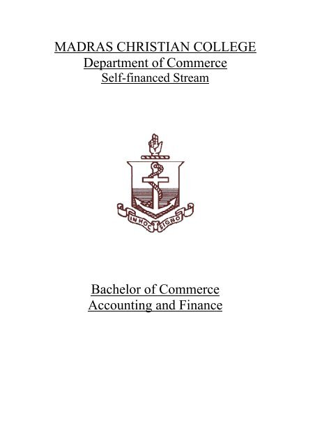 B.Com-Accounting & Finance Curriculum - Madras Christian College