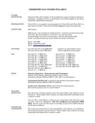 CHEMISTRY 2315 COURSE SYLLABUS - Department of Chemistry ...